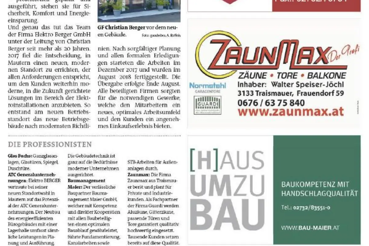 Elektro Berger- Baureportage