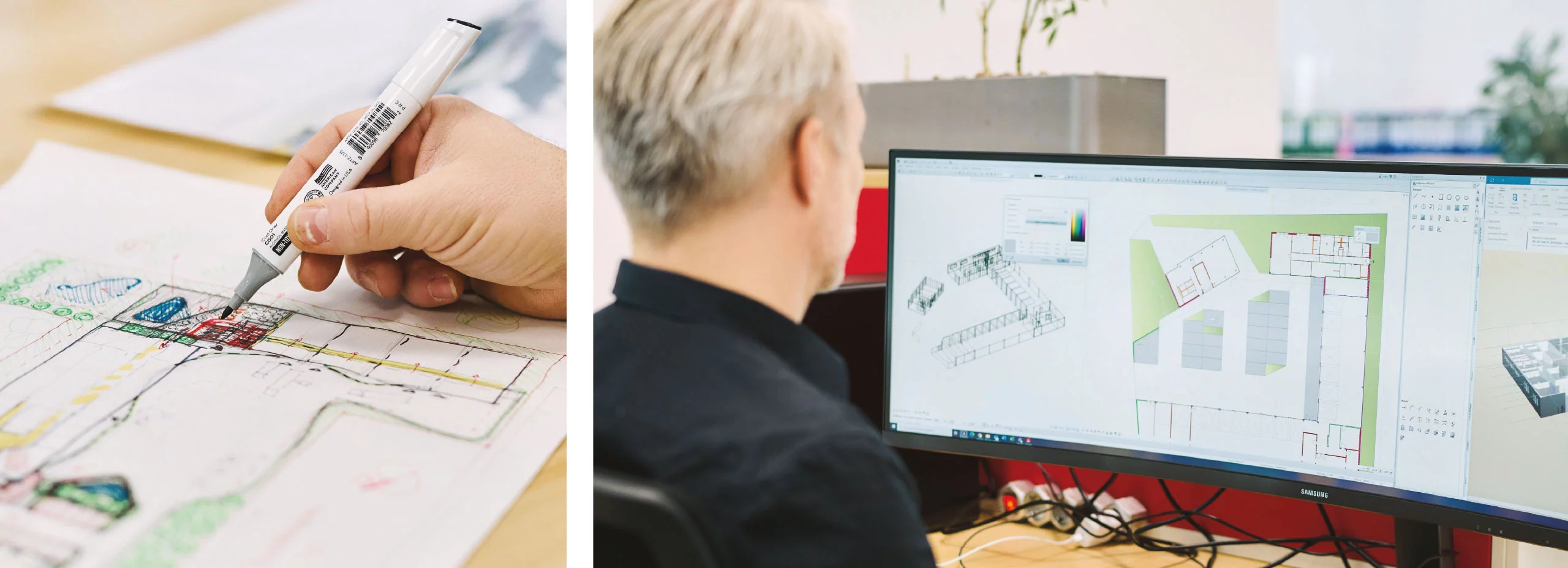 Architekt bei der Hallenplanung